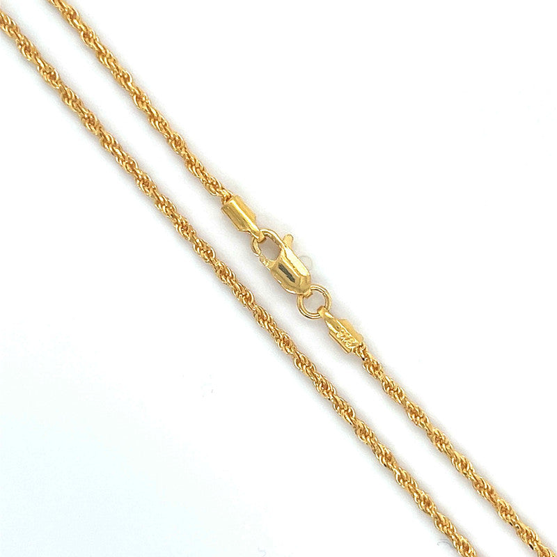 22K Gold Dainty Rope Chain 16 Inches