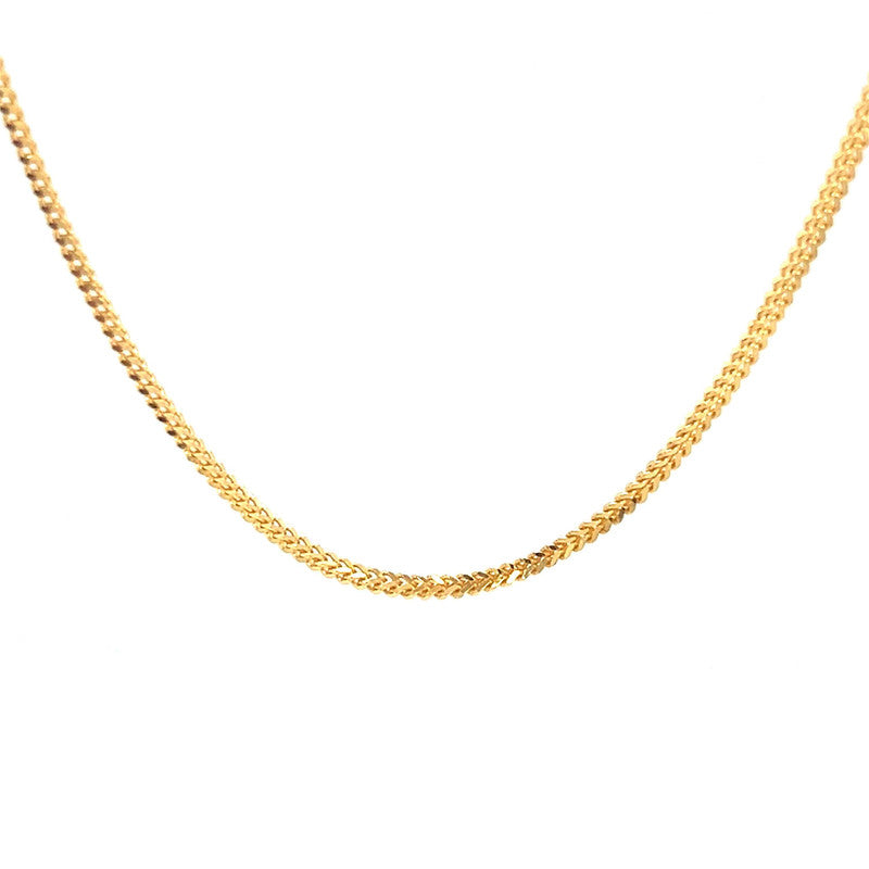 22K Gold 16 Inches Dainty Foxtail Chain