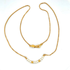 22K Gold Curved Pearl Necklace