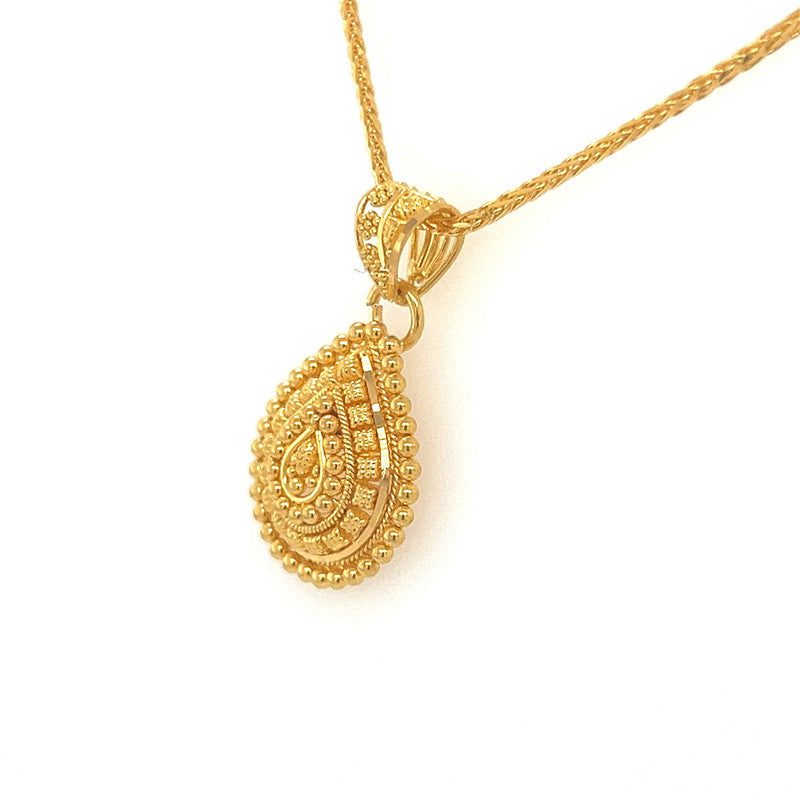 22K Gold Teardrop Pendant and Earring Set