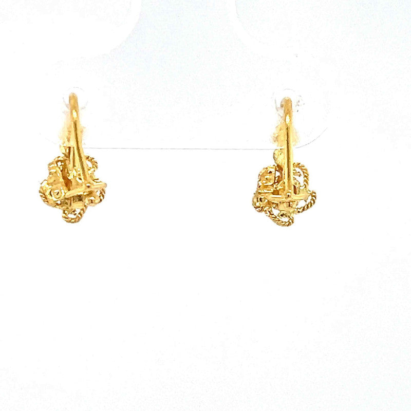 22K Gold Floral Baby Hook Earrings