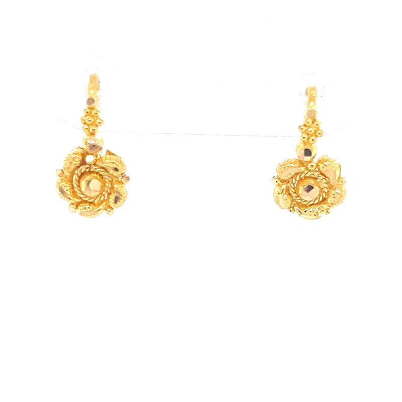 22K Gold Flower Baby Hook Earrings