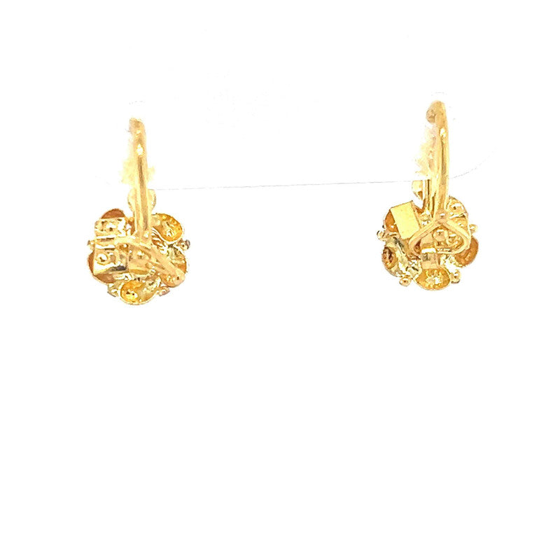 22K Gold Flower Baby Hook Earrings