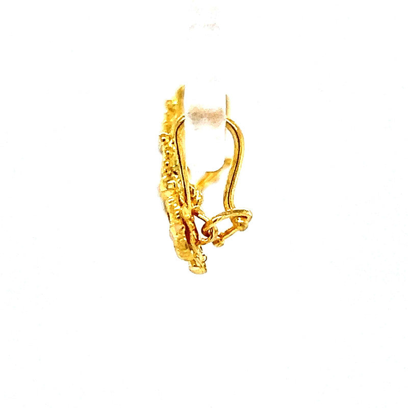 22K Gold Flower Baby Hook Earrings