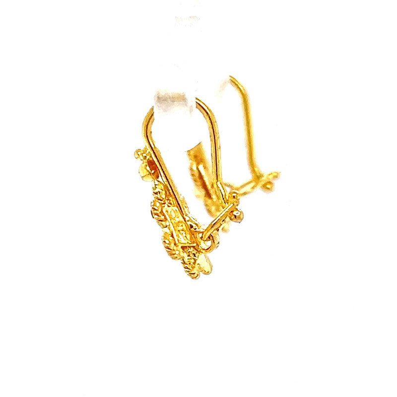 22K Gold Fancy Floral Baby Hook Earrings