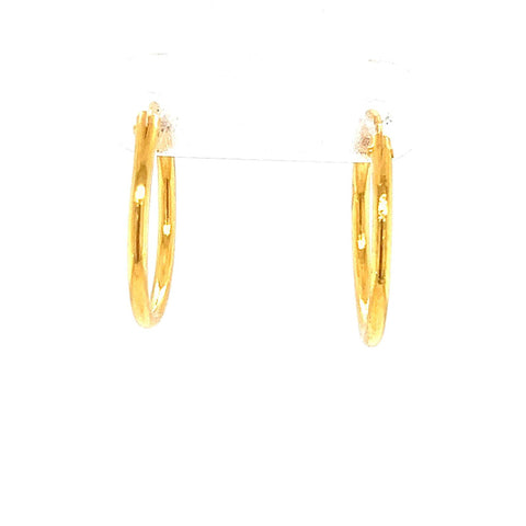22K Gold Small High Polished Design Hoop Earrings