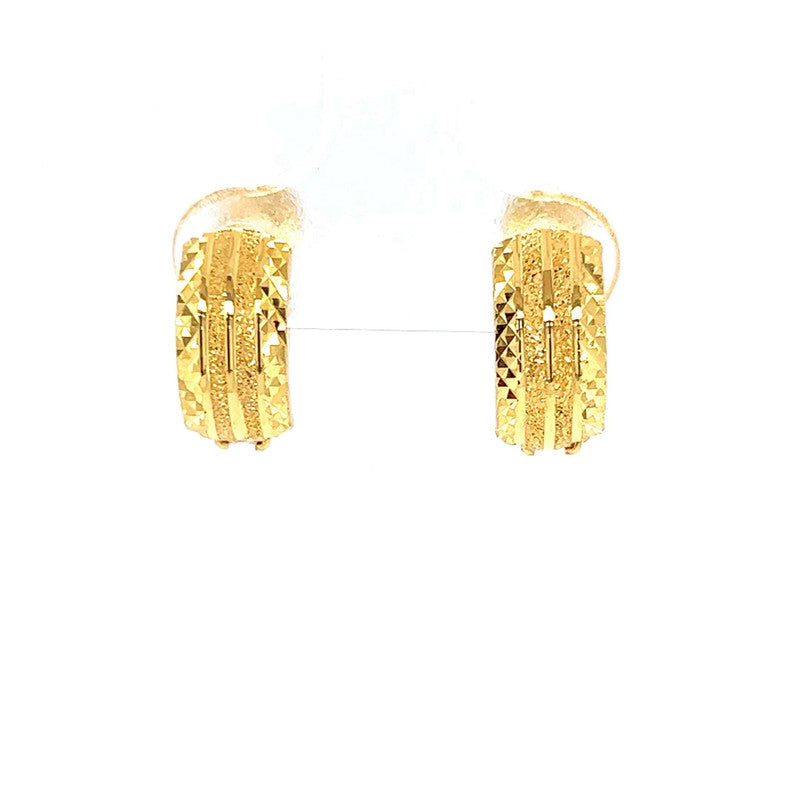 22K Gold Linear Huggie Earrings