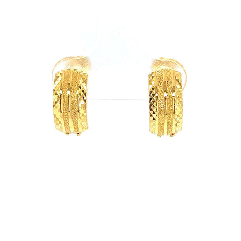 22K Gold Linear Huggie Earrings