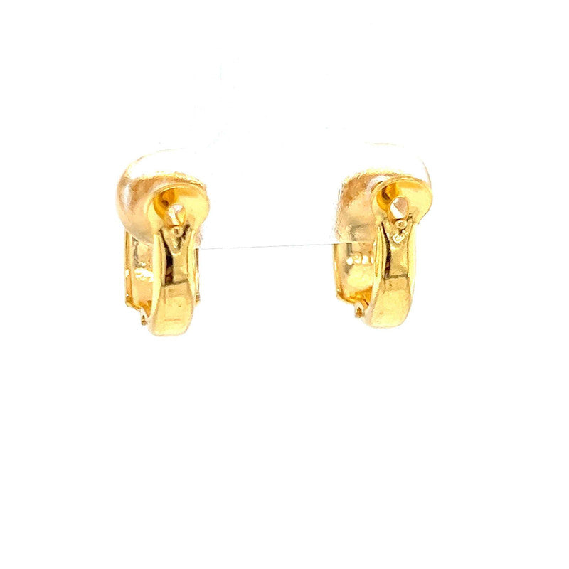 22K Gold Linear Huggie Earrings