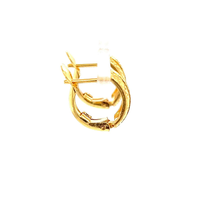 22K Gold Linear Huggie Earrings