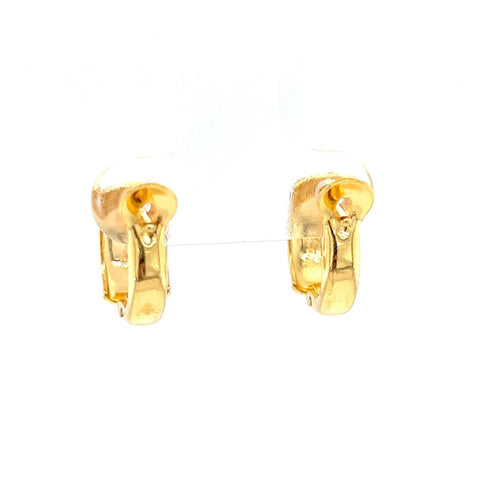 22K Gold Striped Huggie Earrings