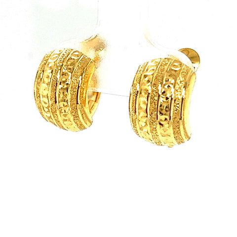 22K Gold Dual Finish Huggie Earrings