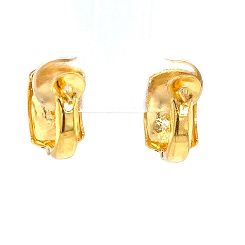 22K Gold Swirl Huggie Earrings