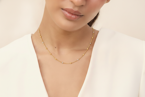 18'' Box Two Tone Gold Chain 0.8MM