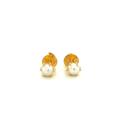 22K Gold 5mm Pearl Screwback Ball Earrings