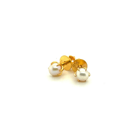 22K Gold 5mm Pearl Screwback Ball Earrings