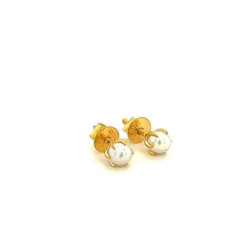 22K Gold 5mm Pearl Screwback Ball Earrings