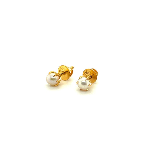 22K Gold 5mm Pearl Screwback Ball Earrings