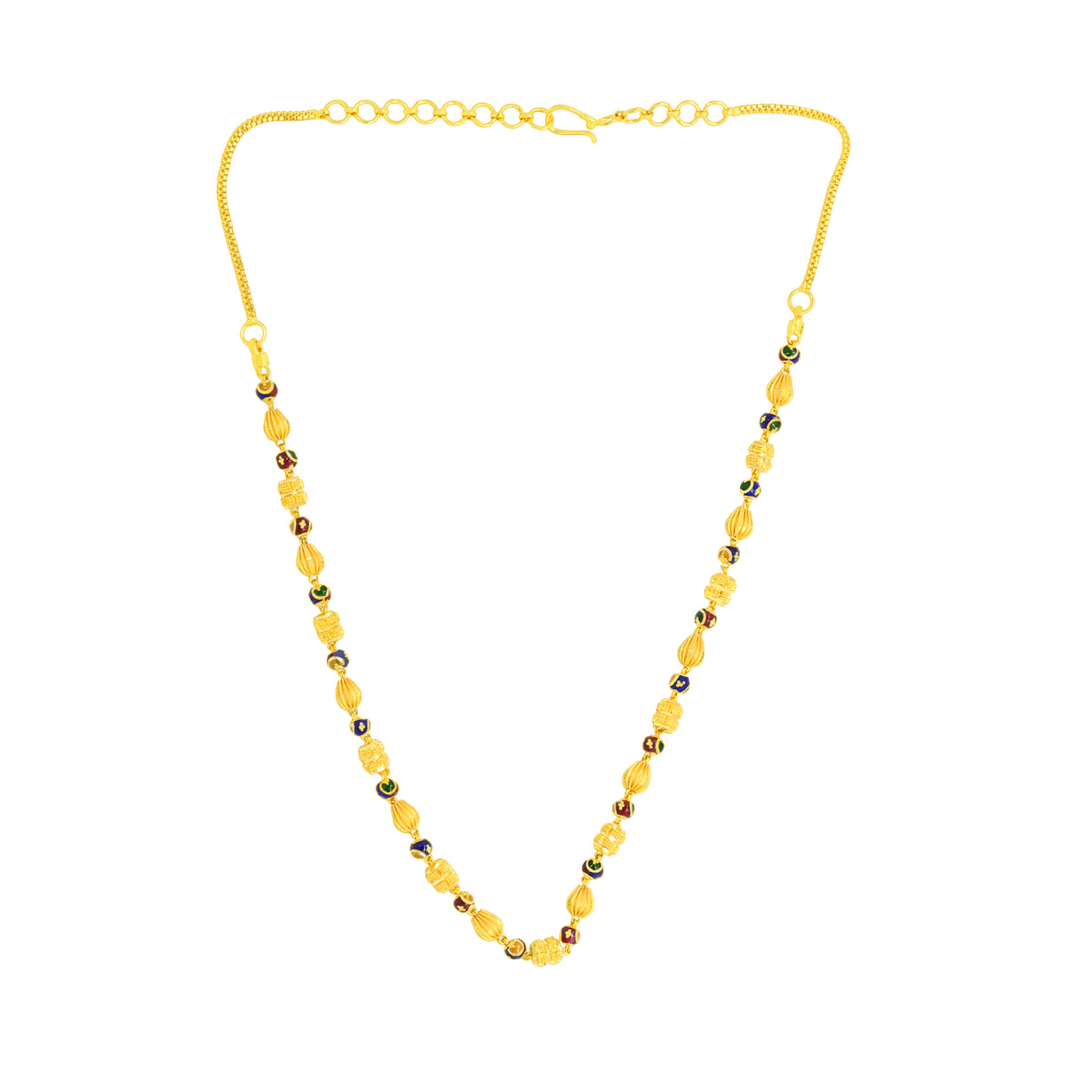 22K Gold 18 Inch Luxury Calcutta Meena Kari Mala Necklace