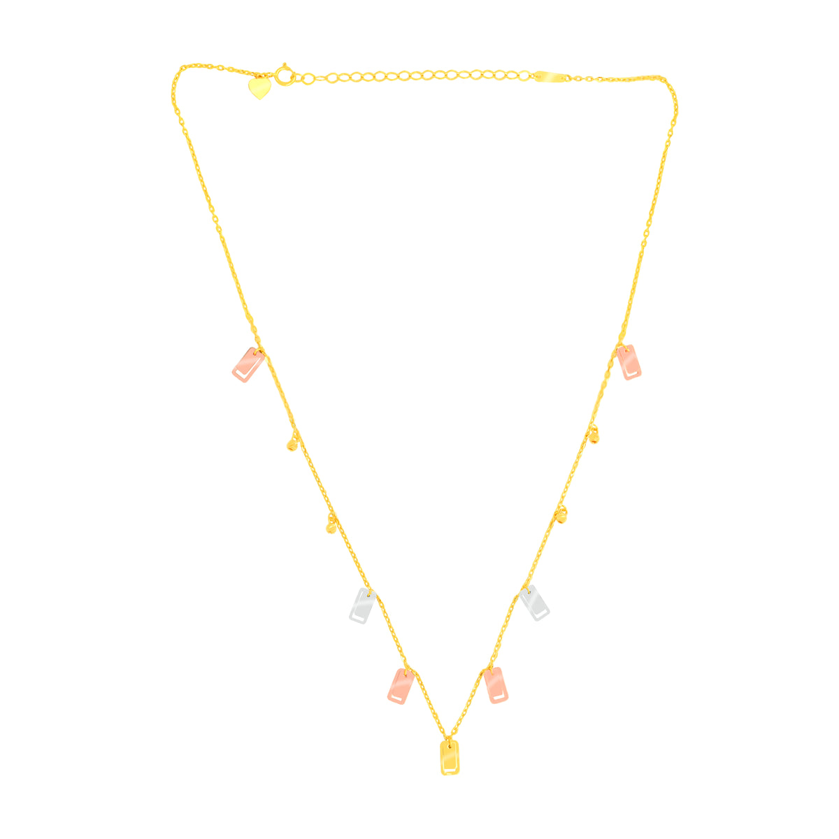 22K Three-Tone Gold Charm Dangler Graceful Necklace and Earring Set