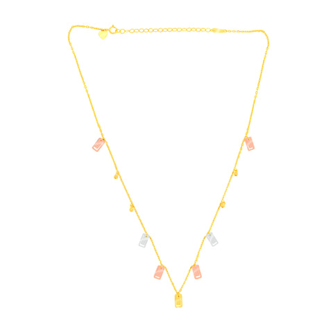 22K Three-Tone Gold Charm Dangler Graceful Necklace and Earring Set