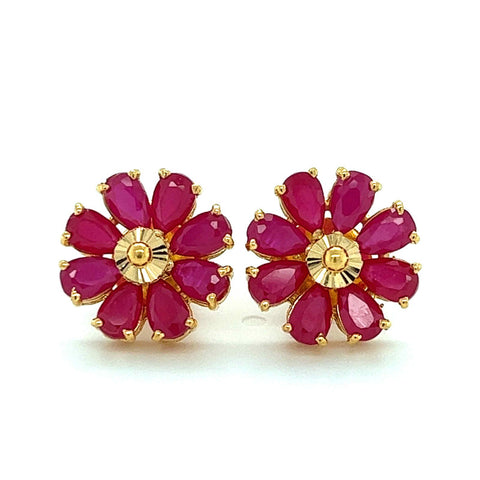 22K Gold Royal Ruby Stud Earrings