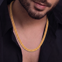 22K Yellow Gold 31.5 Inch Ornate Flat Chain