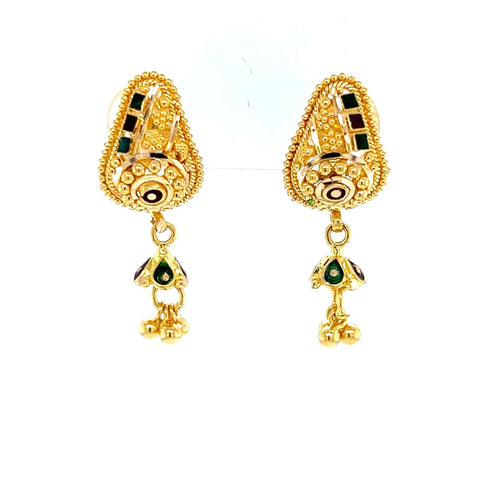 22K Gold Meena Kari Mango Earrings