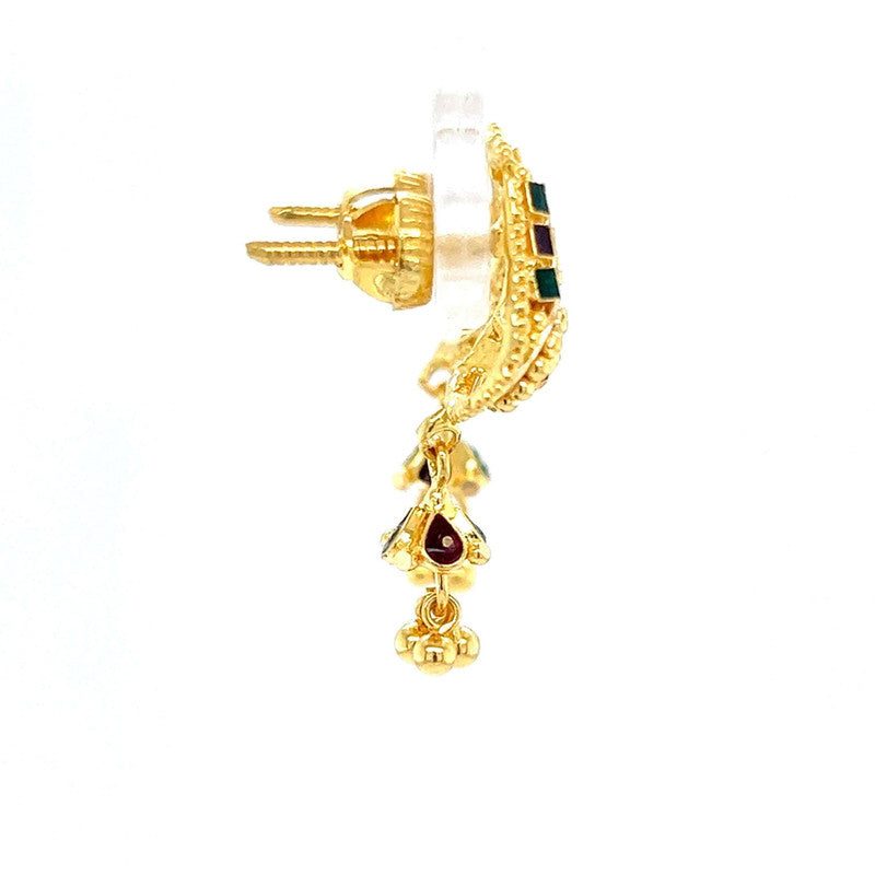 22K Gold Meena Kari Mango Earrings