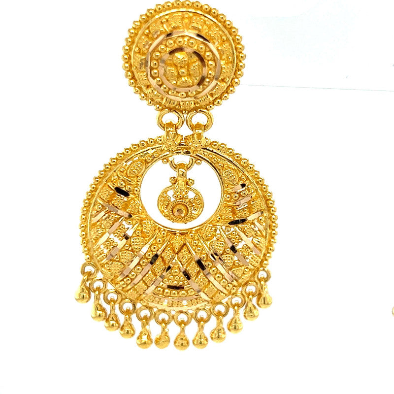 22K Gold Crescent Chandbali Earrings