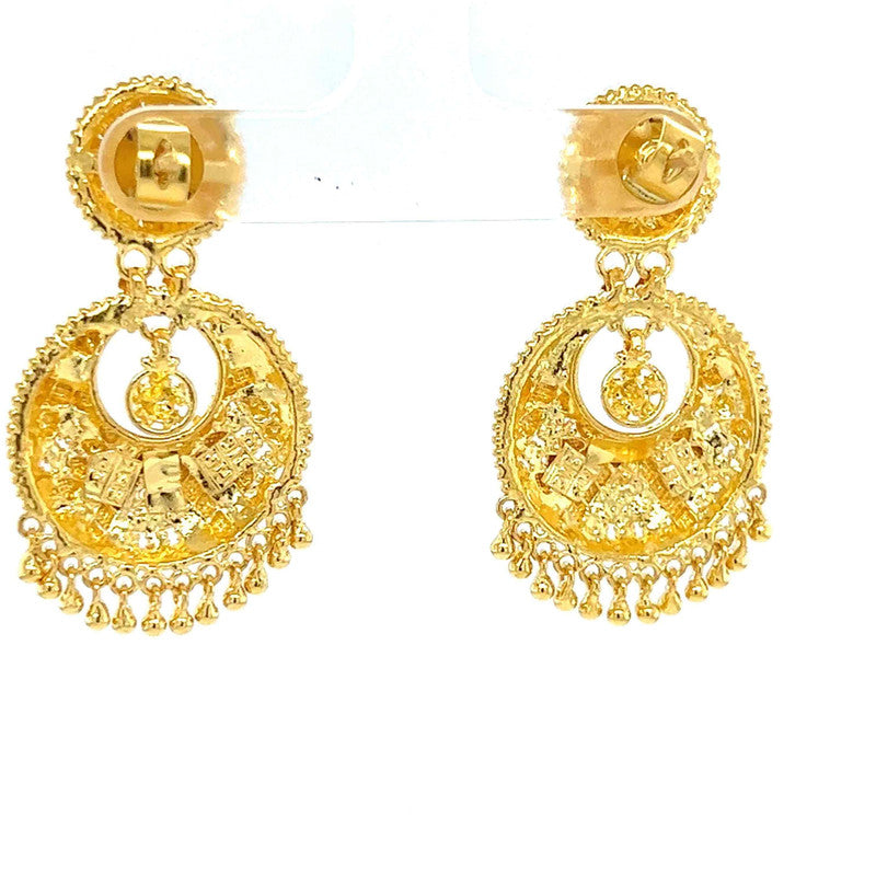 22K Gold Crescent Chandbali Earrings