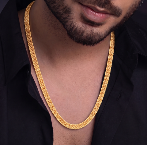 22''  Yellow Gold Ornate Flat Chain 4.9MM