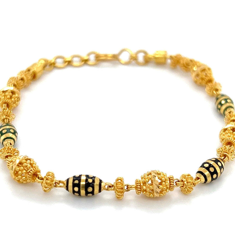 22K Gold Green and Black Meena Kari Bracelet