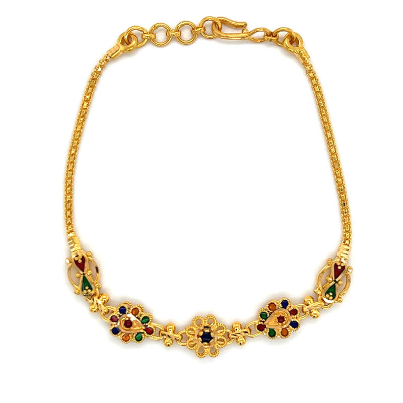 22K Gold Colorful Meena Kari Bracelet