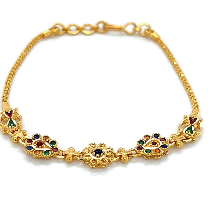 22K Gold Colorful Meena Kari Bracelet