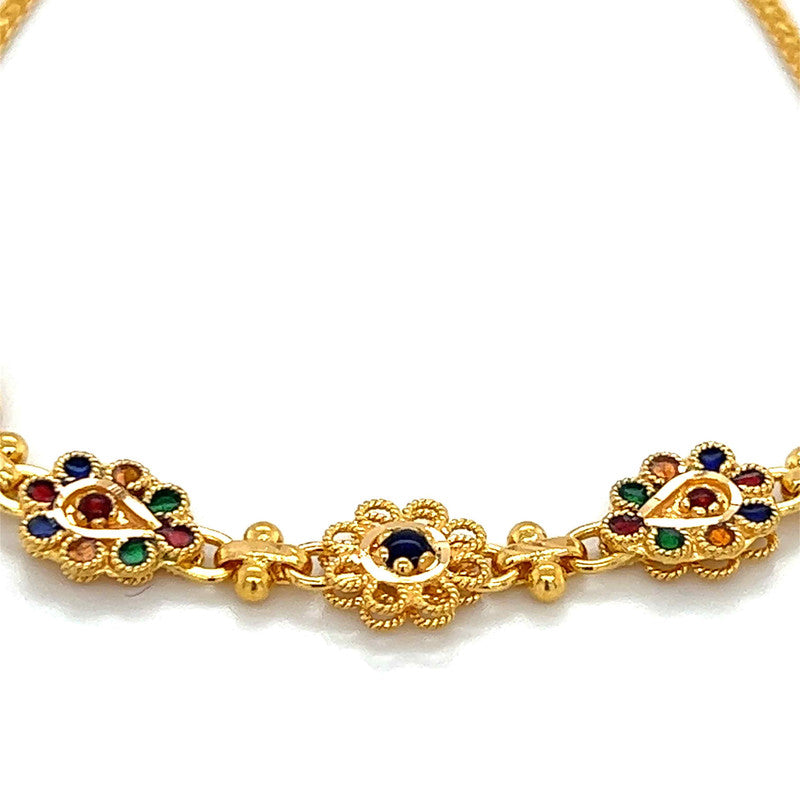 22K Gold Colorful Meena Kari Bracelet