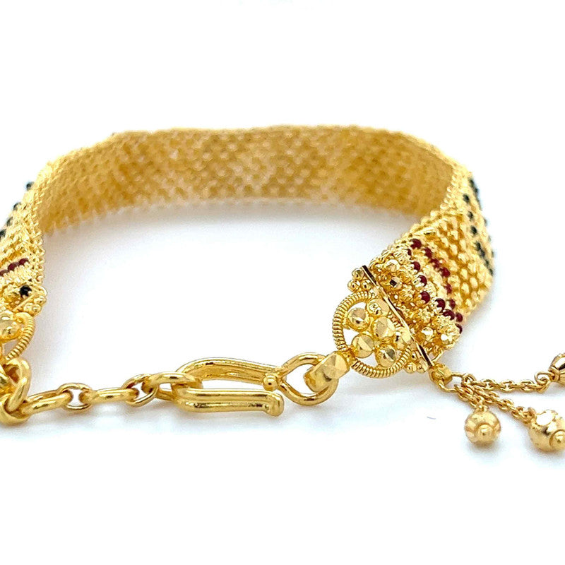 22K Gold Flat Meena Kari Bracelet