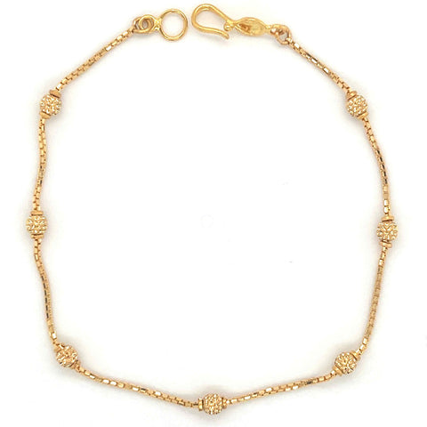 22K Gold Textured Round Bead Bracelet