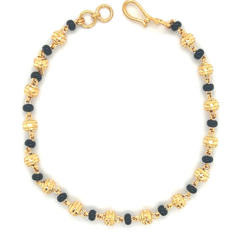 22K Gold Bead and Black Bead Bracelet