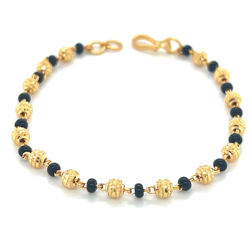 22K Gold Bead and Black Bead Bracelet