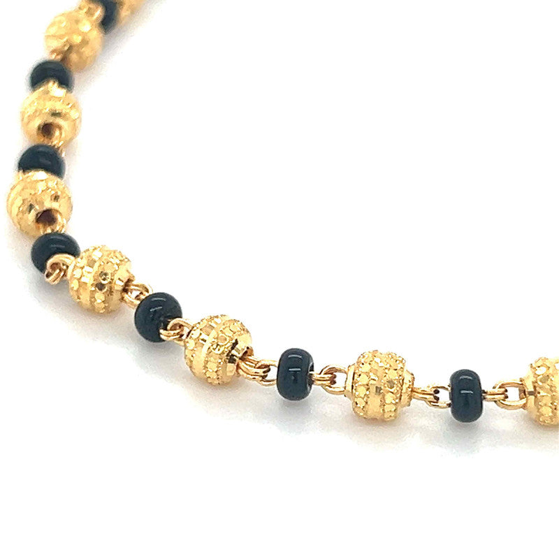 22K Gold Bead and Black Bead Bracelet