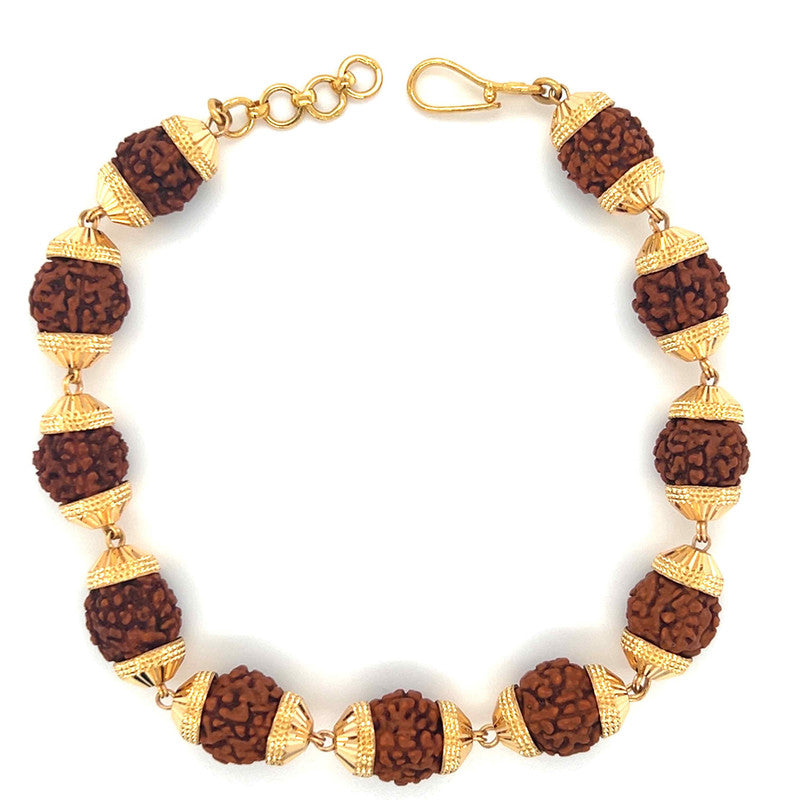 22K Gold Bold Golden Cap Rudraksha Bracelet