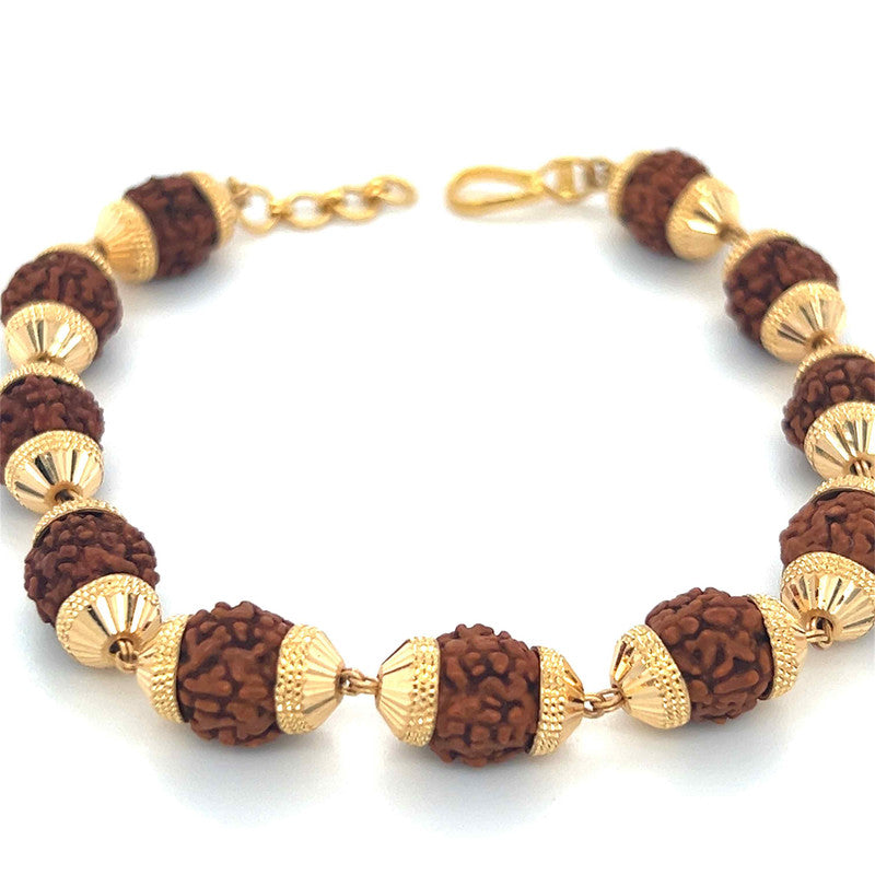 22K Gold Bold Golden Cap Rudraksha Bracelet