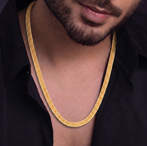 24''  Yellow Gold Ornate Flat Chain 3.8MM
