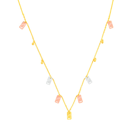 22K Three-Tone Gold Charm Dangler Graceful Necklace and Earring Set