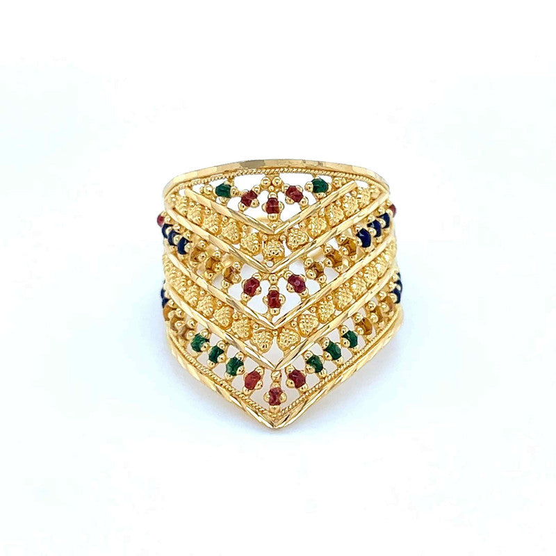 22K Gold Meena Kari Adjustable Statement Ring