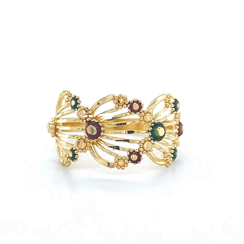 22K Gold Shell Meenakari Ring