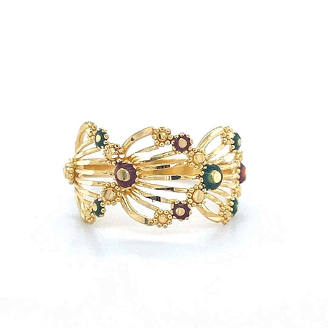 22K Gold Shell Meenakari Ring
