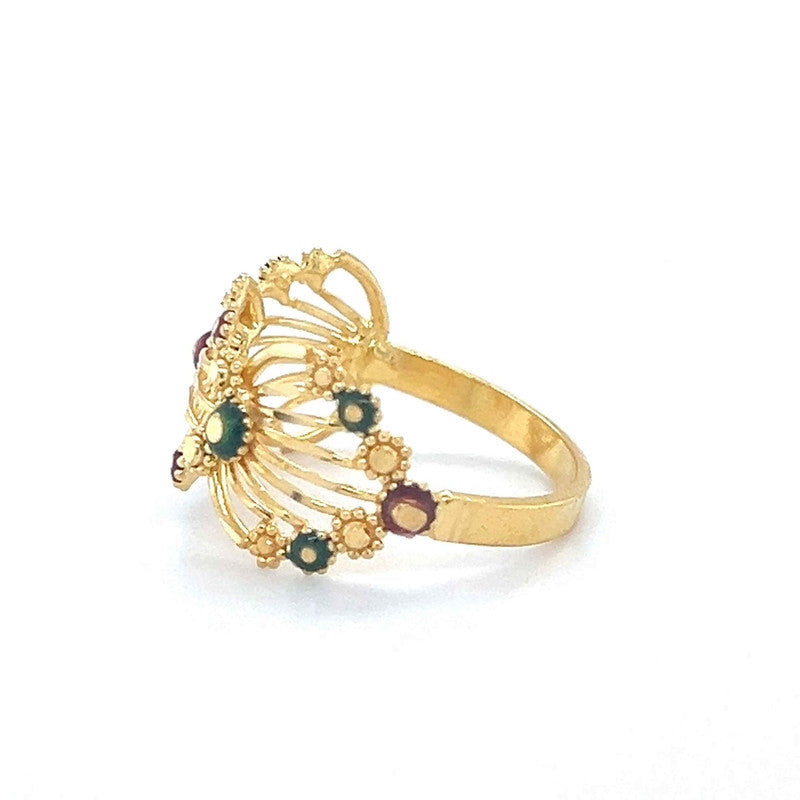 22K Gold Shell Meenakari Ring