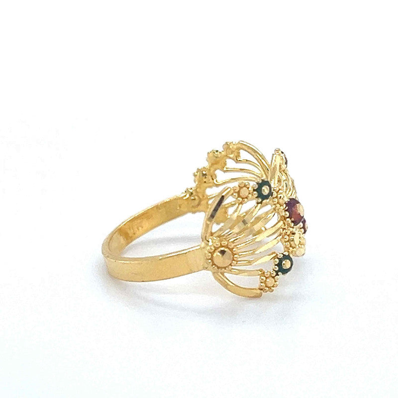 22K Gold Shell Meenakari Ring